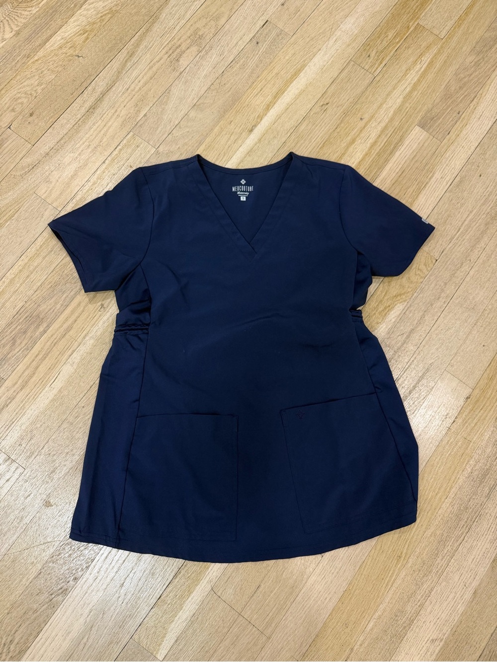 Women's V-Neck Maternity Scrub Top Dress - Navy